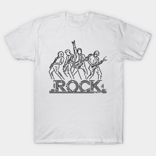 ROCK band black line art T-Shirt